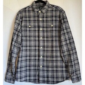 Grayers Heritage Flannel Shirt‎ Mens Medium Gray Plaid Cotton Shacket